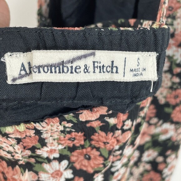 ABERCROMBIE & FITCH Black Floral Chiffon Halter Tie Mini Dress Womens Sz Small - Picture 7 of 8